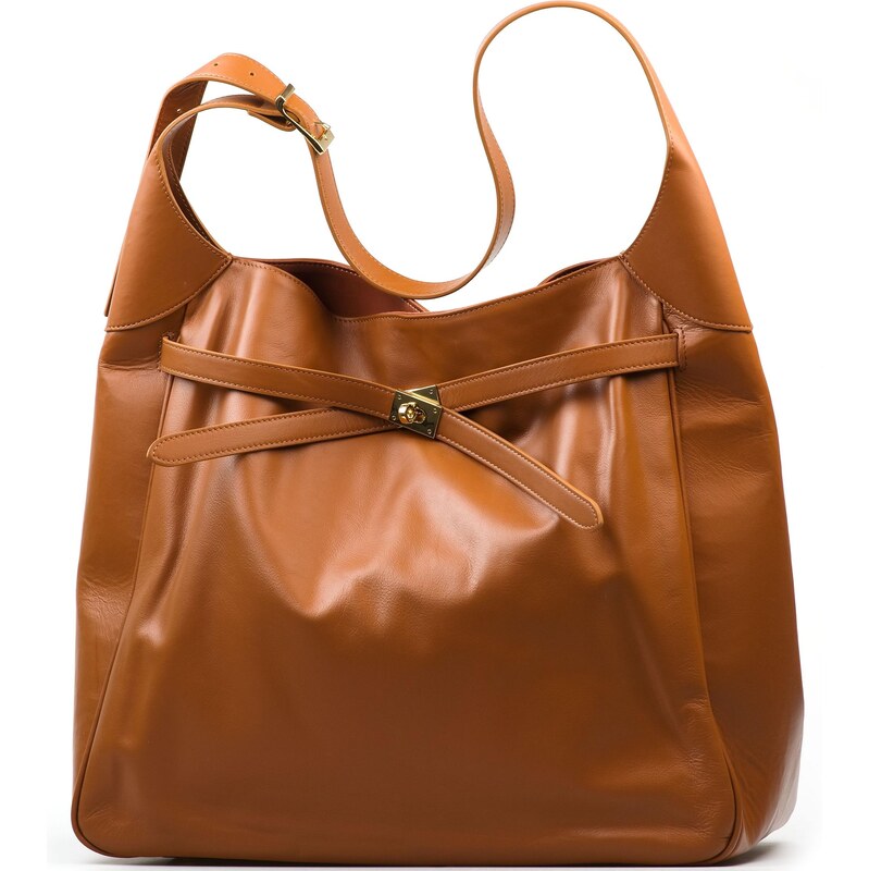 Blaire Kožená maxi kabelka Prisca koňakovo hnedá 65174498