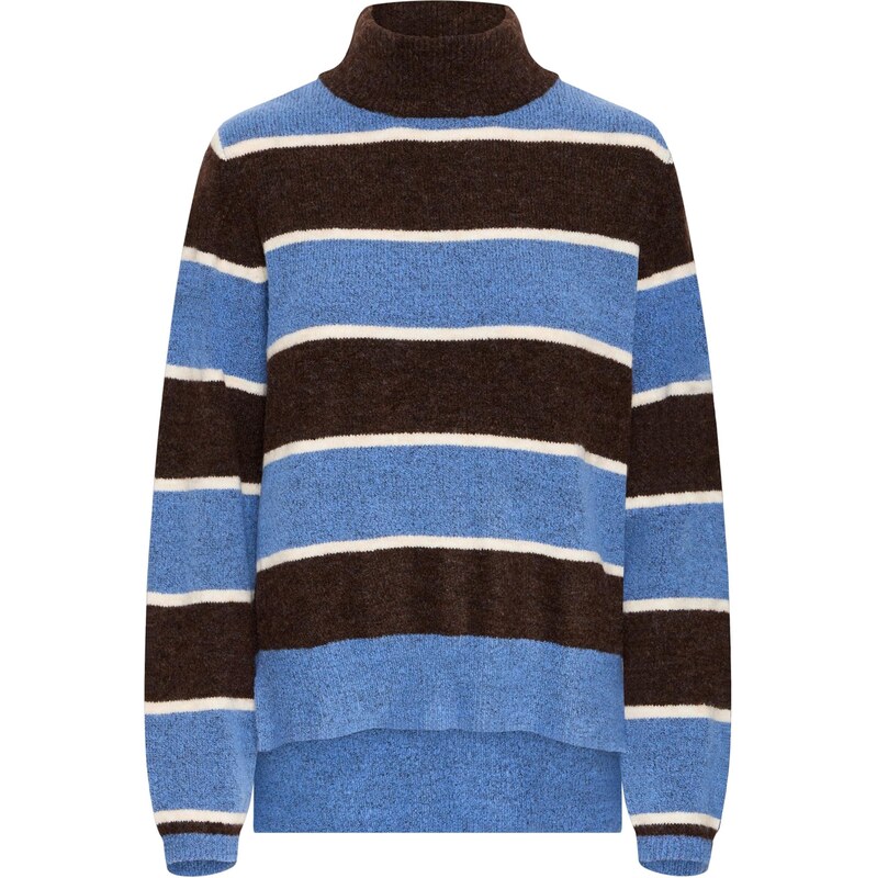 ICHI Sveter IHEDEEN kráľovská modrá / tmavohnedá / biela 65888435