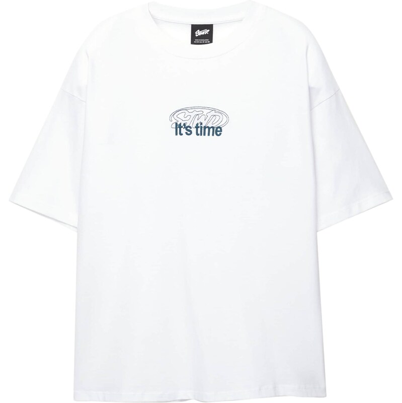 Pull&Bear Tričko STWD enciánová / biela 65475219