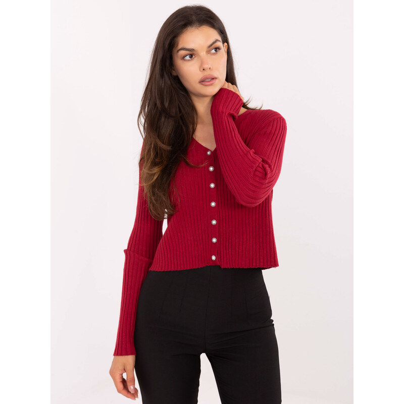 Passione moda Sweater-PM-SW-R1639.27-burgundy 65179864