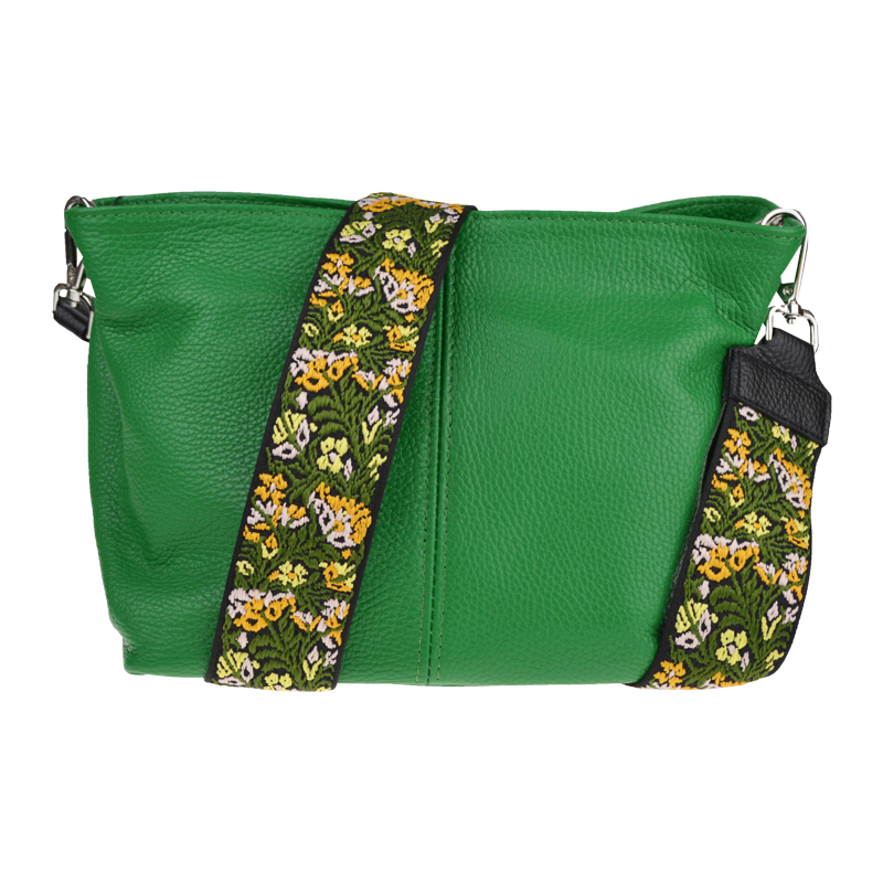 Zelená kožená talianska crossbody kabelka Batilda Verde s prídavným 65182264