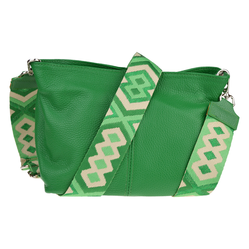 Zelená kožená talianska crossbody kabelka Batilda Verde s prídavným 65182265