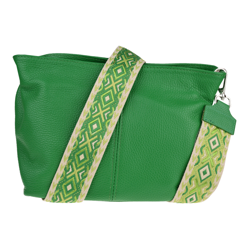 Zelená kožená talianska crossbody kabelka Batilda Verde s prídavným 65182267