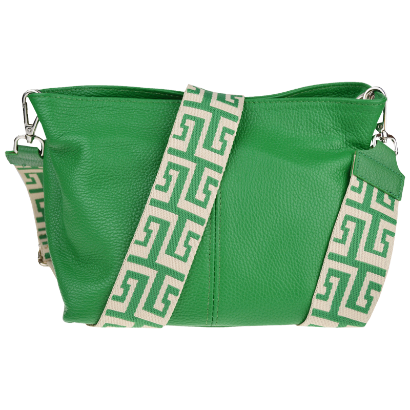 Zelená kožená talianska crossbody kabelka Batilda Verde s prídavným 65182268
