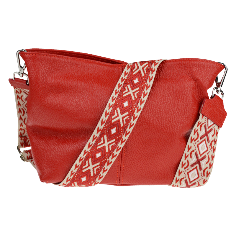 Červená kožená talianska crossbody kabelka Batilda Rosso s prídavným 65182271