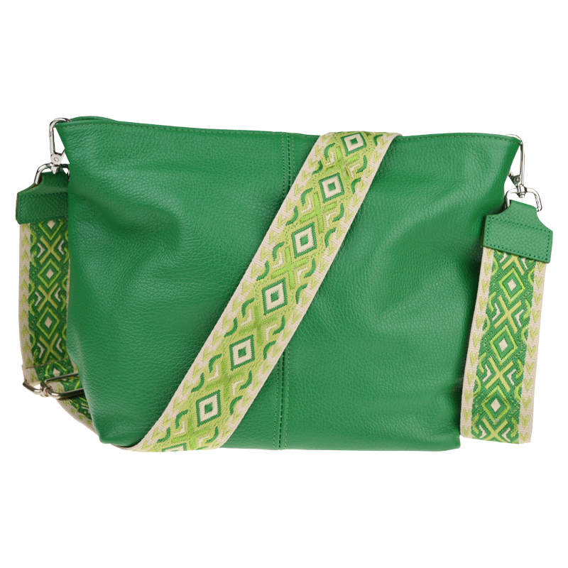 Zelená kožená talianska crossbody kabelka Prisca Verde Chiaro s 65182270