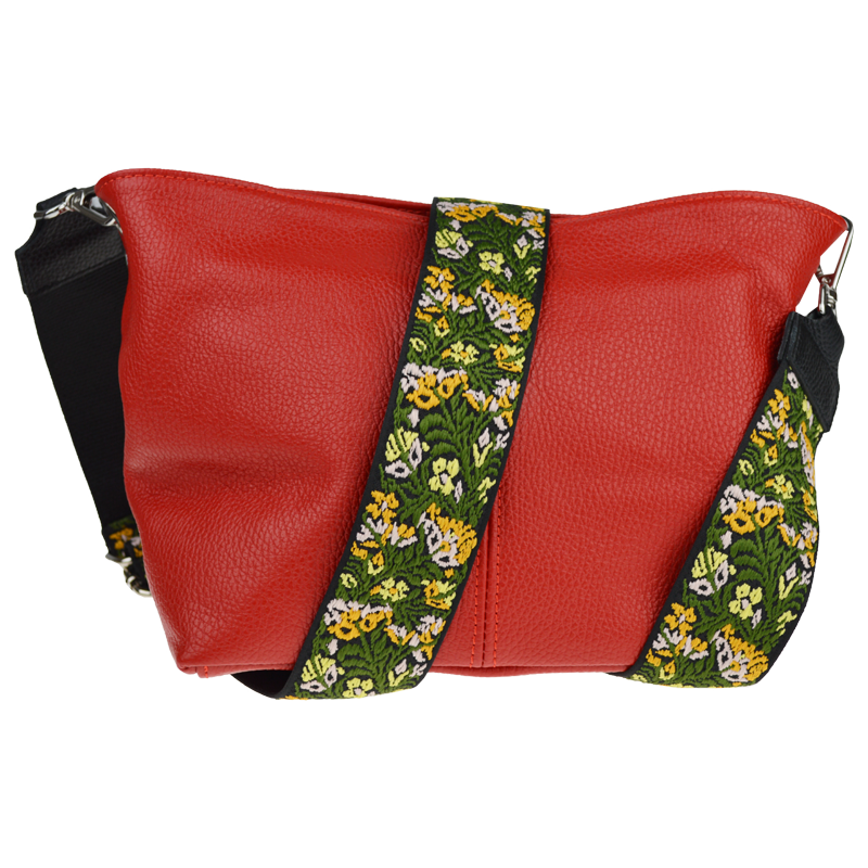 Červená kožená talianska crossbody kabelka Batilda Rosso s prídavným 65182272