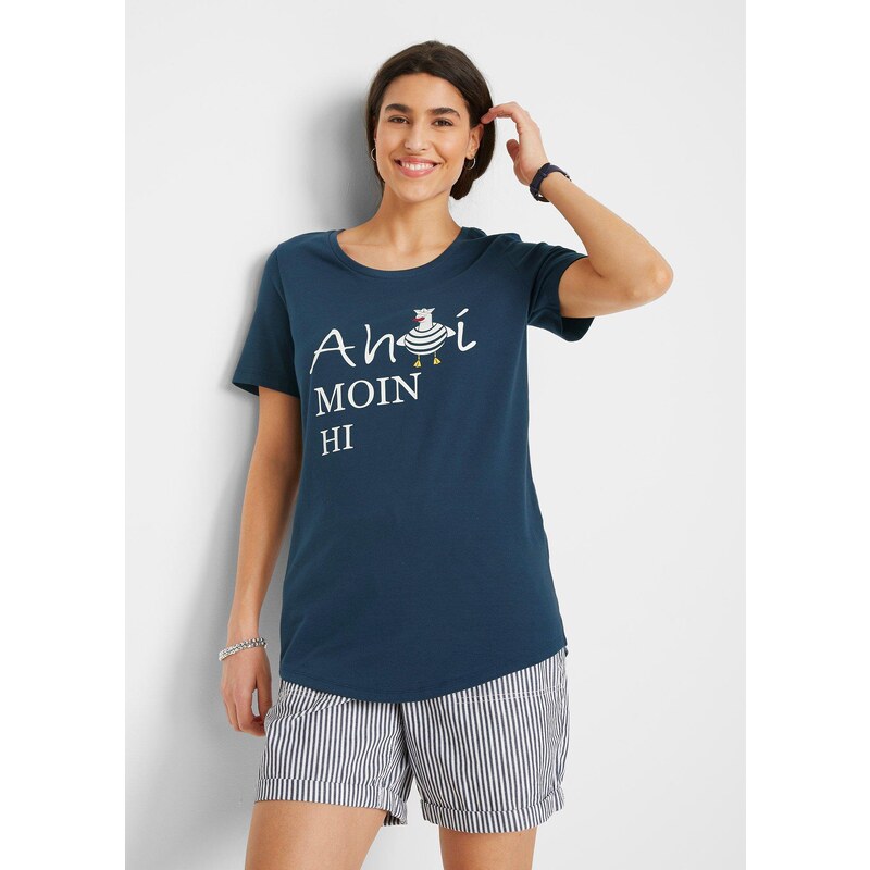 bonprix Bavlnené tričko z bavlneného mixu, farba modrá 49696657