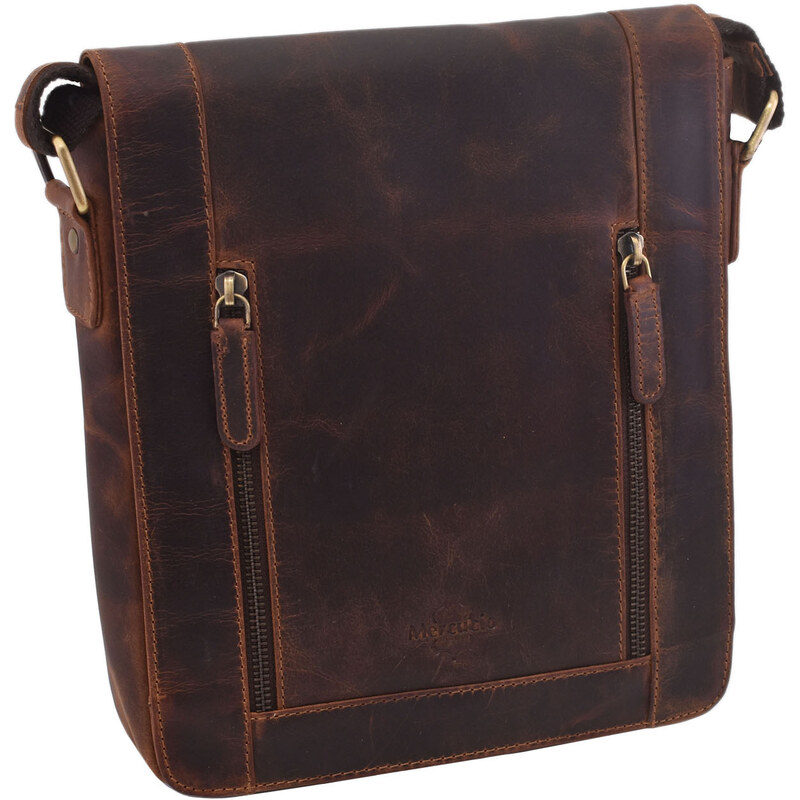 Mercucio Pánske kožené crossbody tmavohnedý hunter 250836 64524504