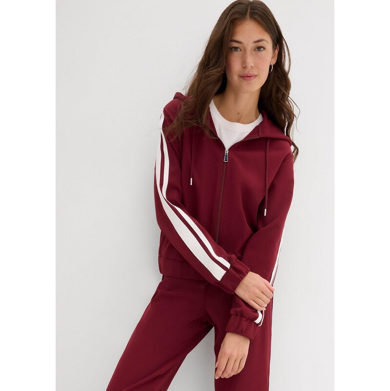 bonprix Tréningová bunda so športovými pásikmi, farba červená 65185915