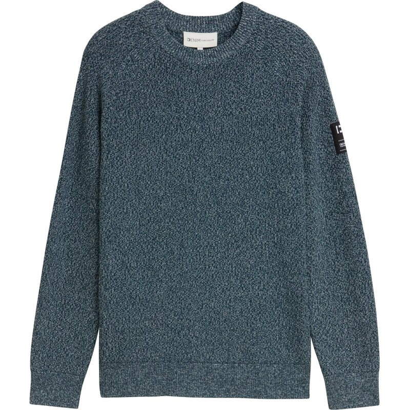 TOM TAILOR DENIM Sveter antracitová / petrolejová / biela 65772858