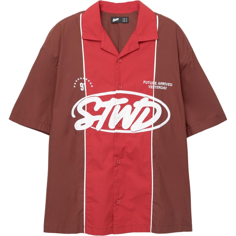 Pull&Bear Košeľa STWD červená / tmavočervená / biela 65889278