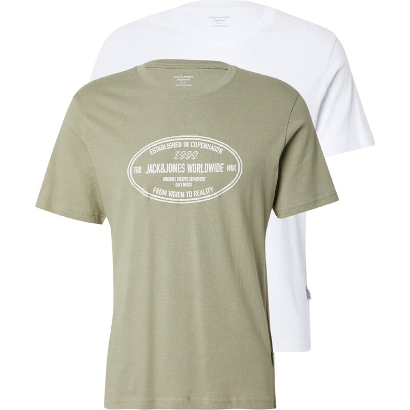 JACK & JONES Tričko JORYORK olivová / biela 65190232