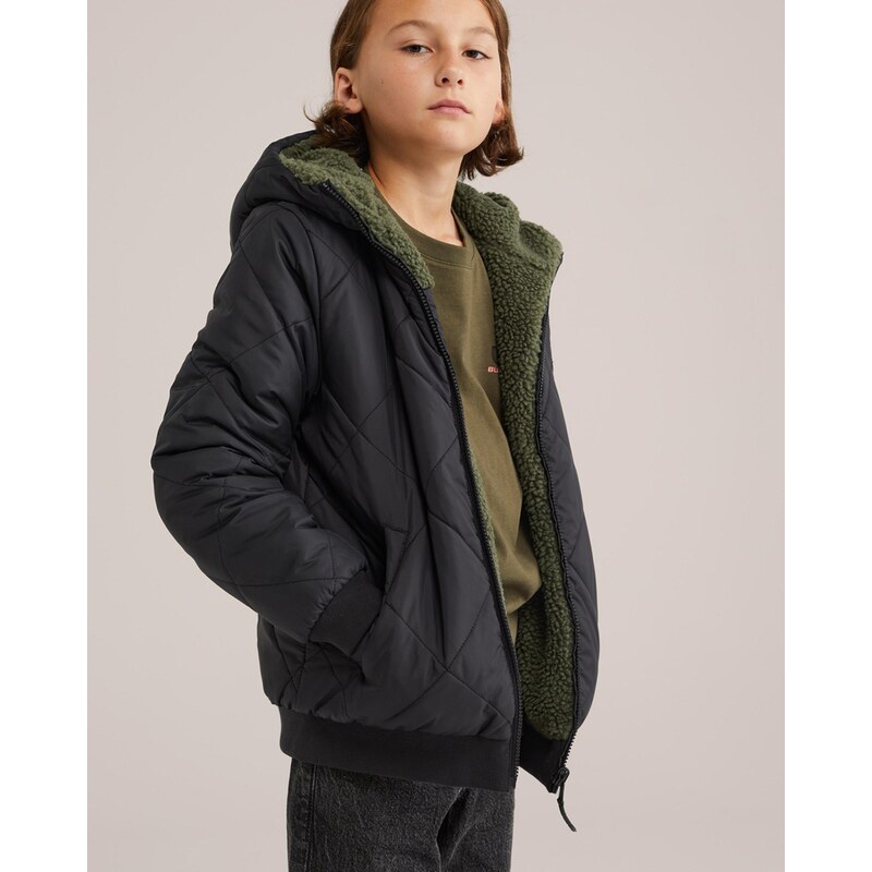 WE Fashion Prechodná bunda tmavozelená / čierna 65883134