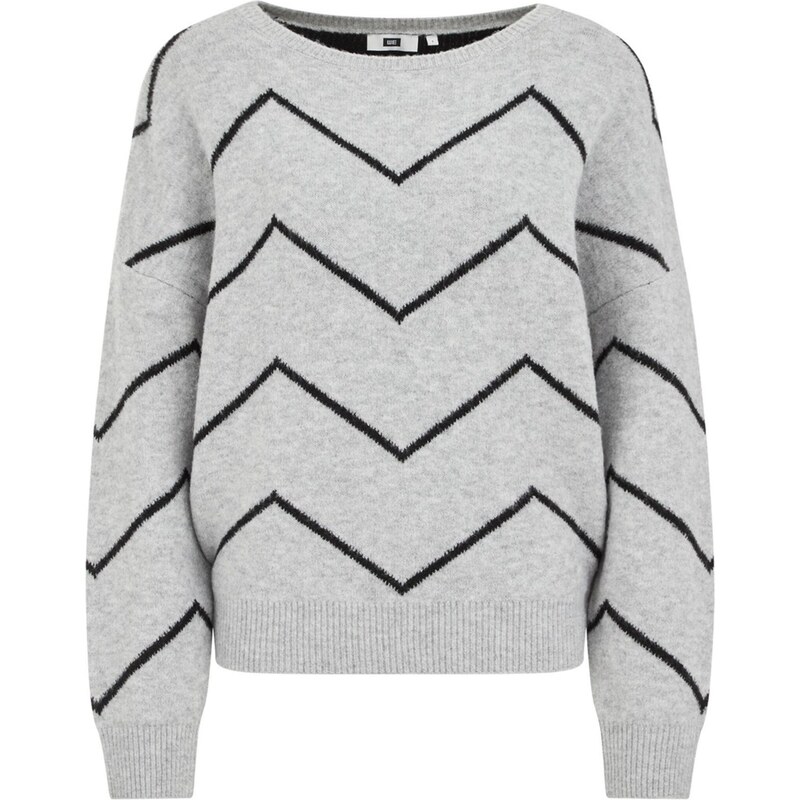 WE Fashion Sveter sivá melírovaná / čierna 65884113
