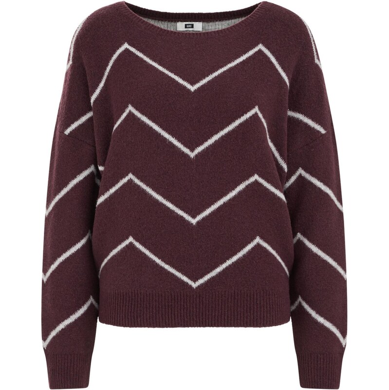 WE Fashion Sveter baklažánová / biela 65885888