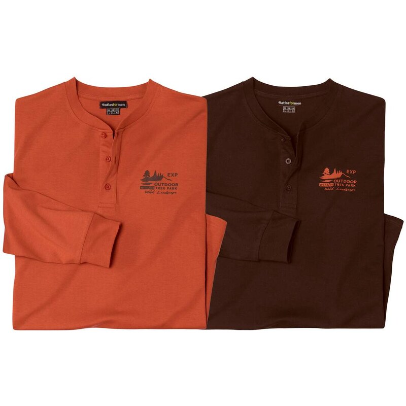 Sada 2 jednofarebných tričiek so zapínaním na gombíky Atlas For Men 65190653
