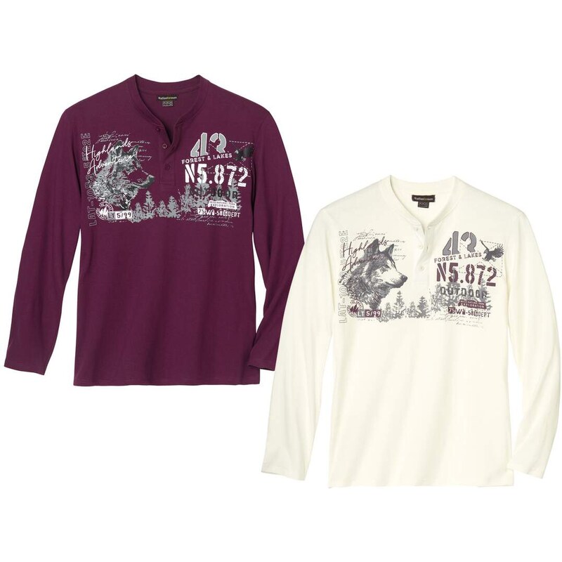 Sada 2 tričiek so zapínaním na gombíky Atlas For Men Biela 65190650