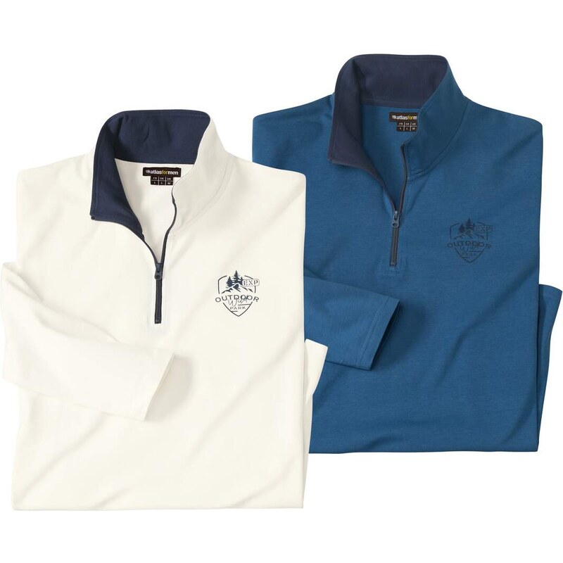 Sada 2 ľahkých mikín s golierom na zips Atlas For Men Modrá 65190661