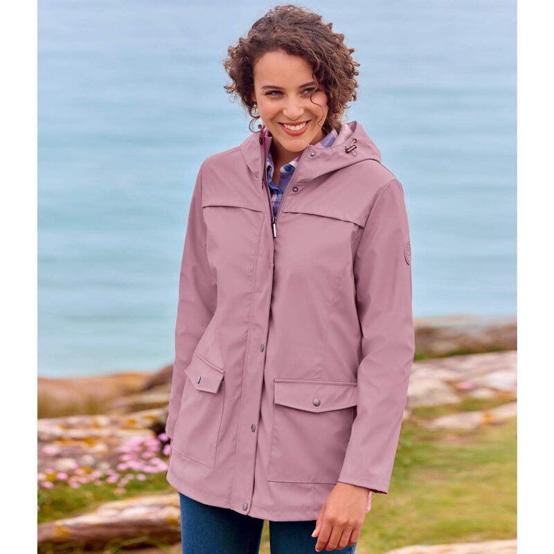 Lilavá povoskovaná vetrovka s kapucňou Atlas For Men Ružová 65190678