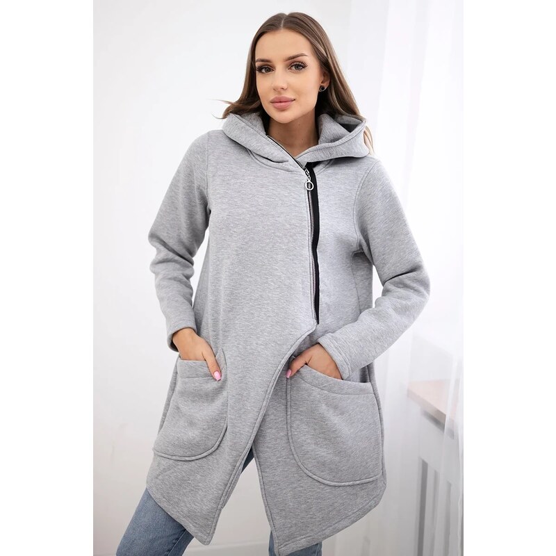 Kesi Insulated sweatshirt with asymmetrical zipper in gray color 64654388