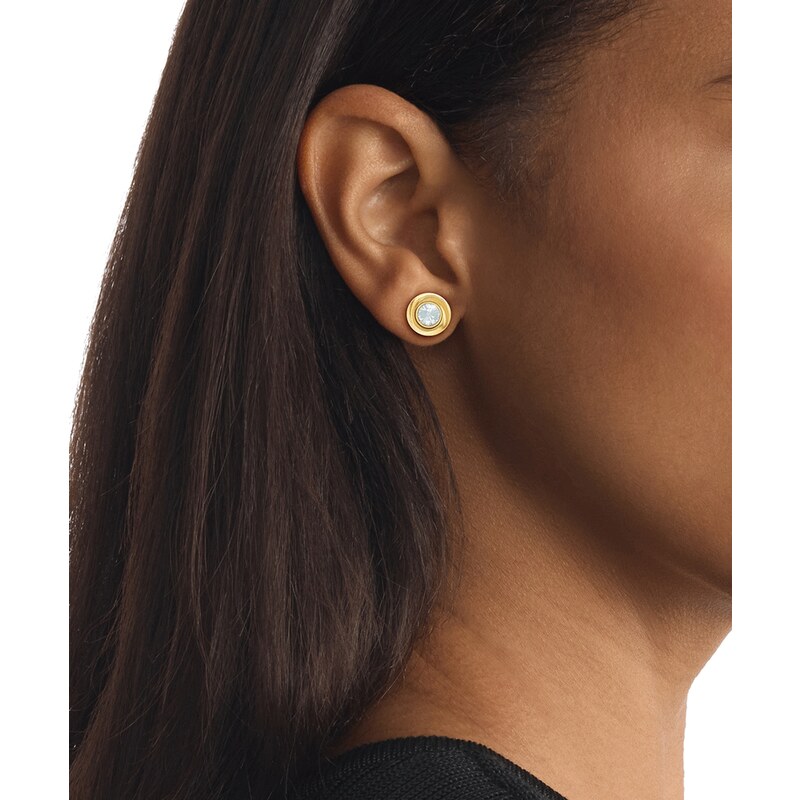 Calvin Klein Luxusné pozlátené náušnice s kryštálmi Twisted Bezel 66580823