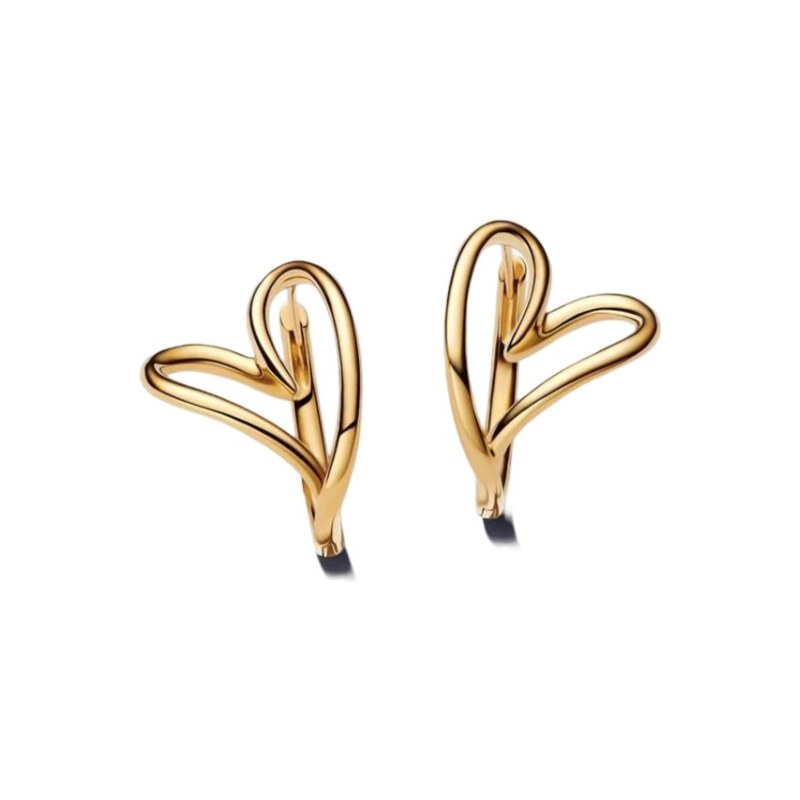 Pandora Pozlátené kruhové náušnice srdiečka Shine 263807C00 66590800