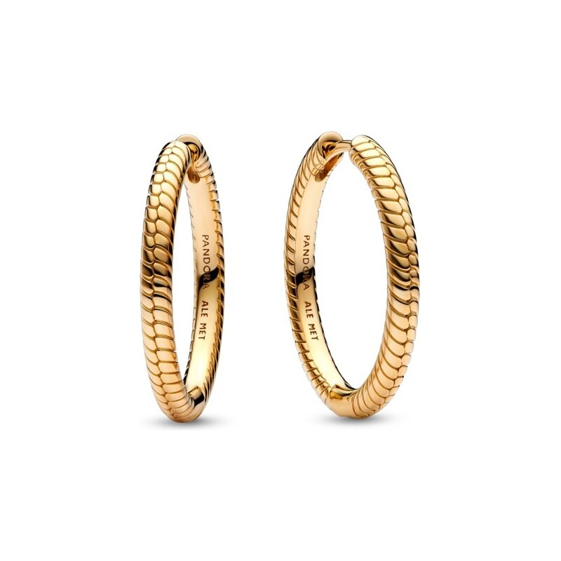 Pandora Kruhové pozlátené náušnice Hadia koža Shine Moments 269532C00 66590447