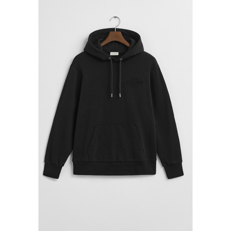 MIKINA GANT REG TONAL SHIELD HOODIE BLACK 65201032