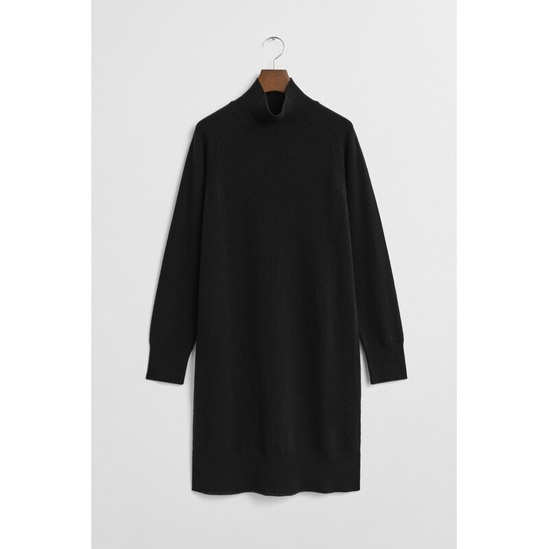 ŠATY GANT SUPERFINE LAMBSWOOL KNIT DRESS BLACK 65201038