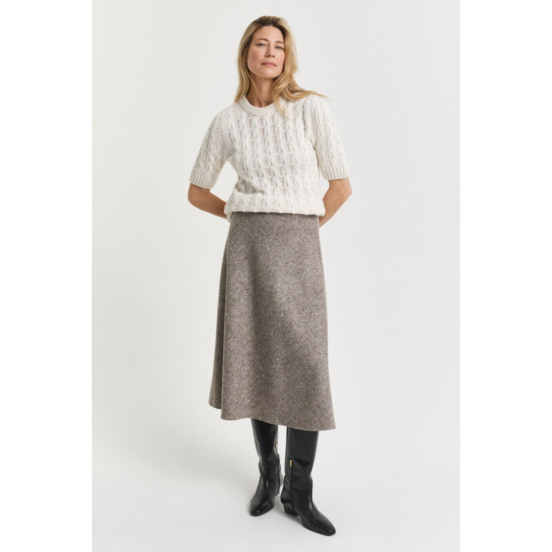 SUKŇA GANT MIDI FLARED WOOL SKIRT DEEP BROWN 65201037