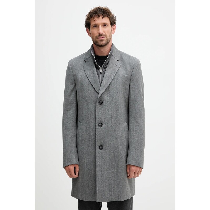 Vlnený kabát BOSS H-Hyde-Bib-254 65201006