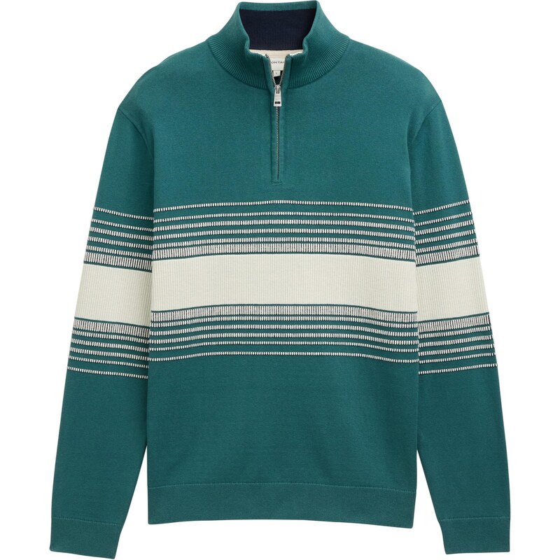 TOM TAILOR Sveter smaragdová / biela 65475144