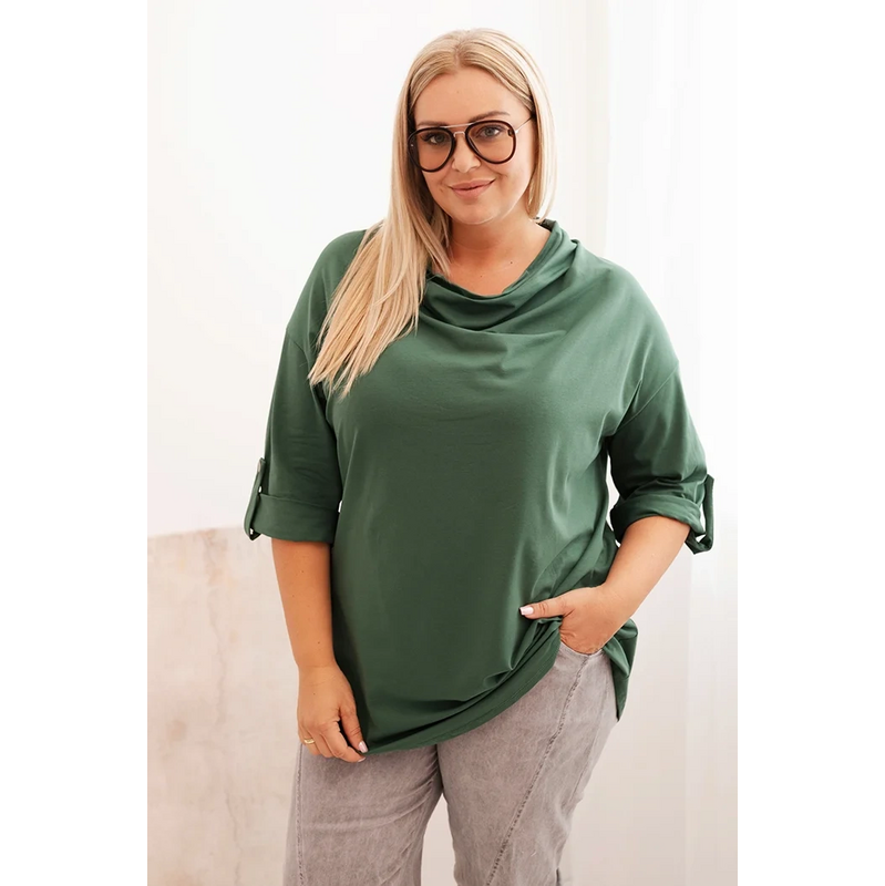 Kesi Dámska blúzka Plus Size s bavlnou voľného strihu s vodným 66293878