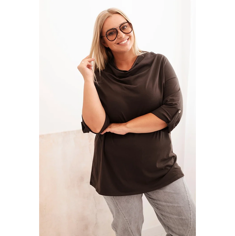 Kesi Dámska blúzka Plus Size s bavlnou voľného strihu s vodným 65317729