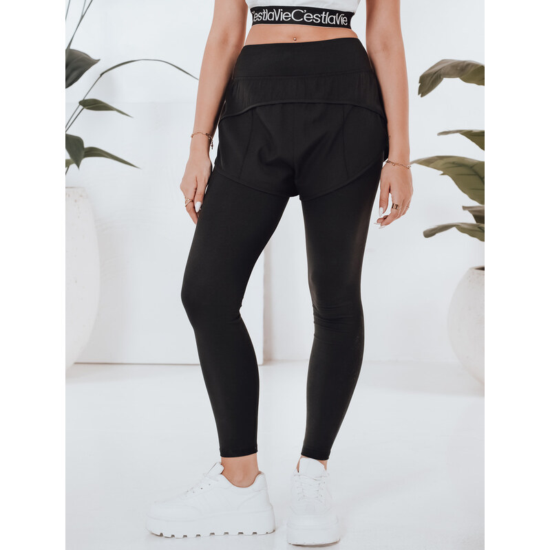 BASIC Čierne dámske športové legíny s kraťasmi GIRLJUMP UY2722 65204125