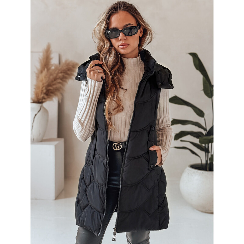 BASIC Čierna dámska zateplená vesta s odnímateľnou kapucňou TY5101 65204126