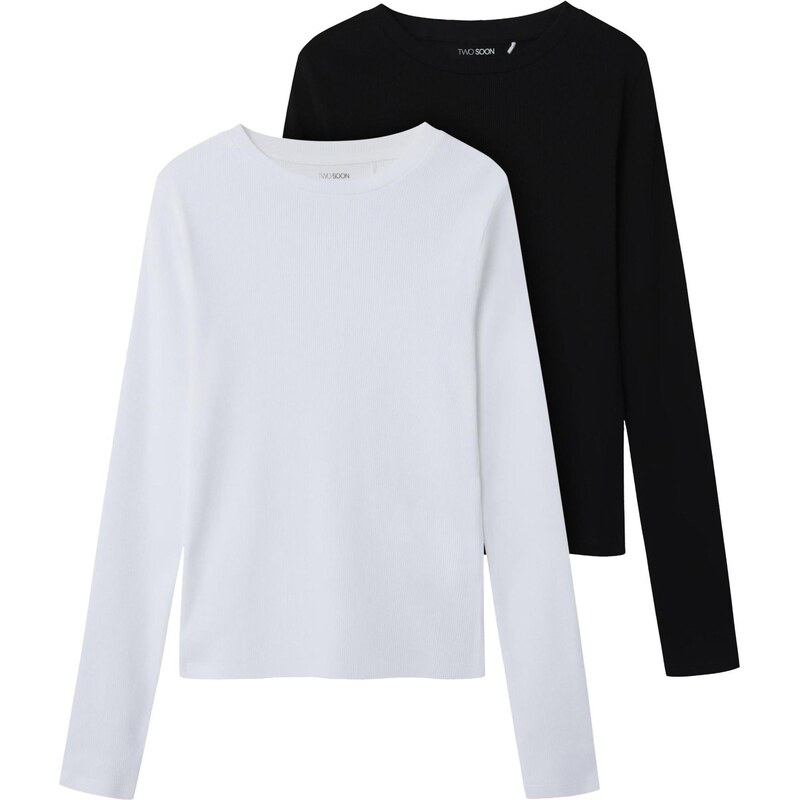 TWO SOON Tričko čierna / biela 65644762