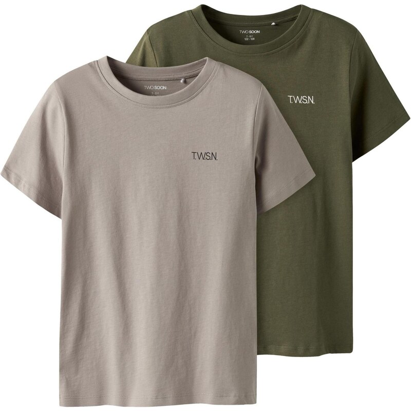 TWO SOON Tričko sivá / olivová / biela 65652259