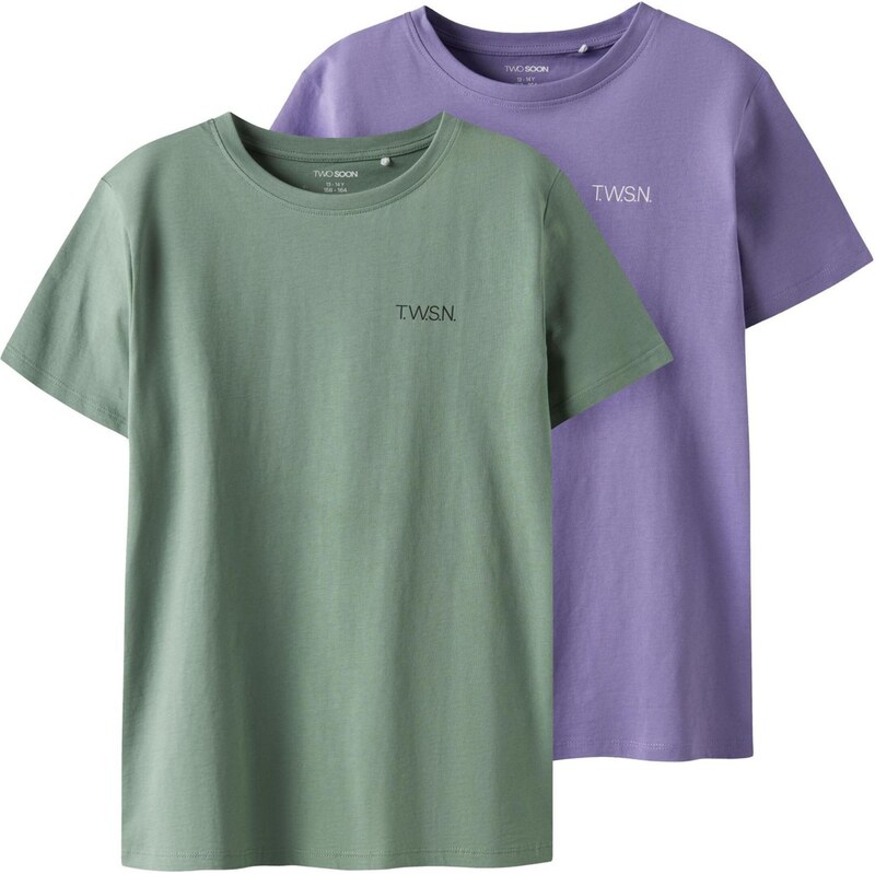 TWO SOON Tričko tmavozelená / fialová / čierna / biela 65652260
