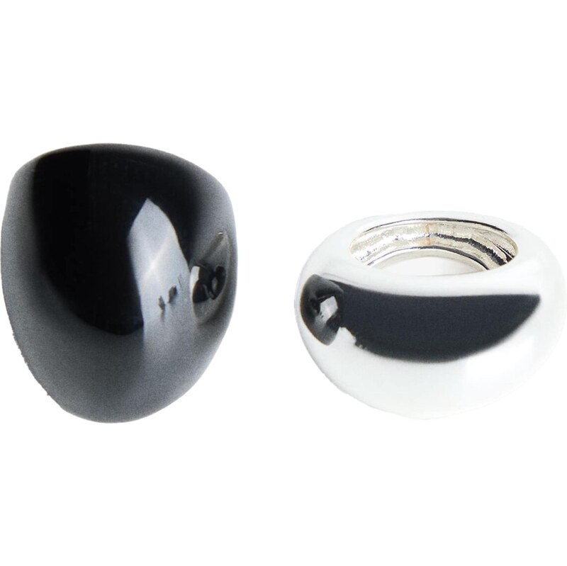 Bershka Prsteň čierna / strieborná 65885961