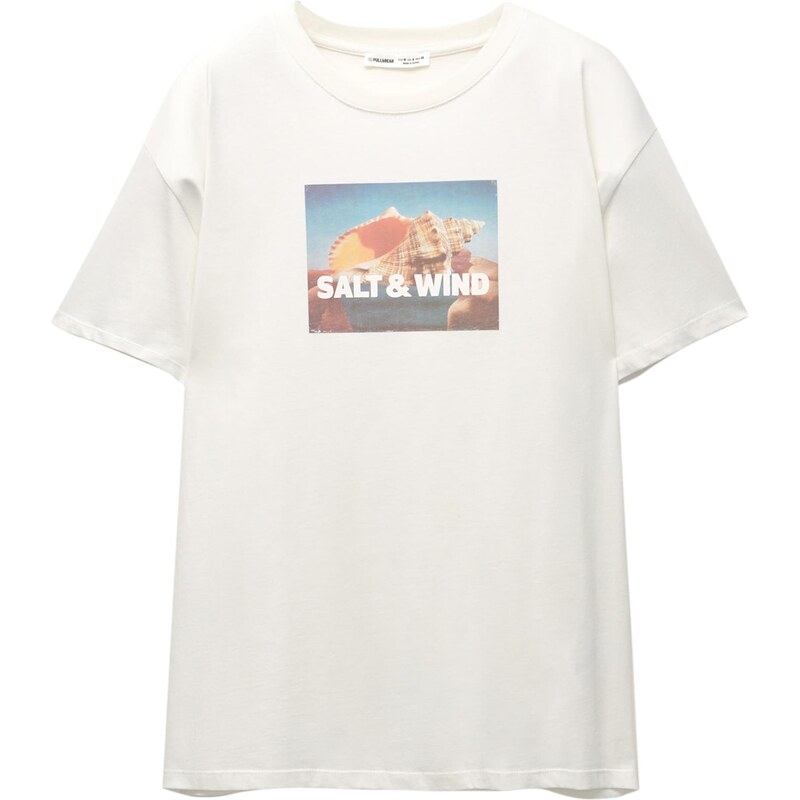 Pull&Bear Tričko azúrová / žltá / oranžová / šedobiela 65886504