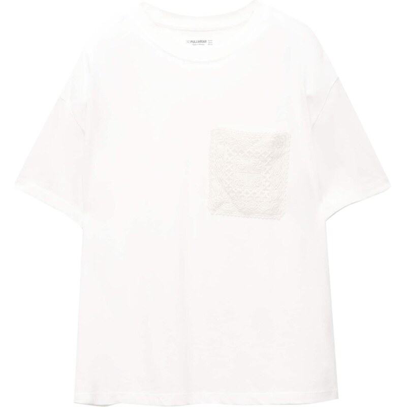 Pull&Bear Tričko svetlobéžová / biela 65886523