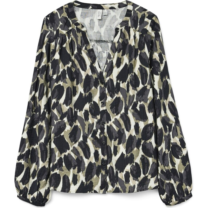 VERO MODA Blúzka VMFANINI tmavomodrá / kaki / biela 65890608