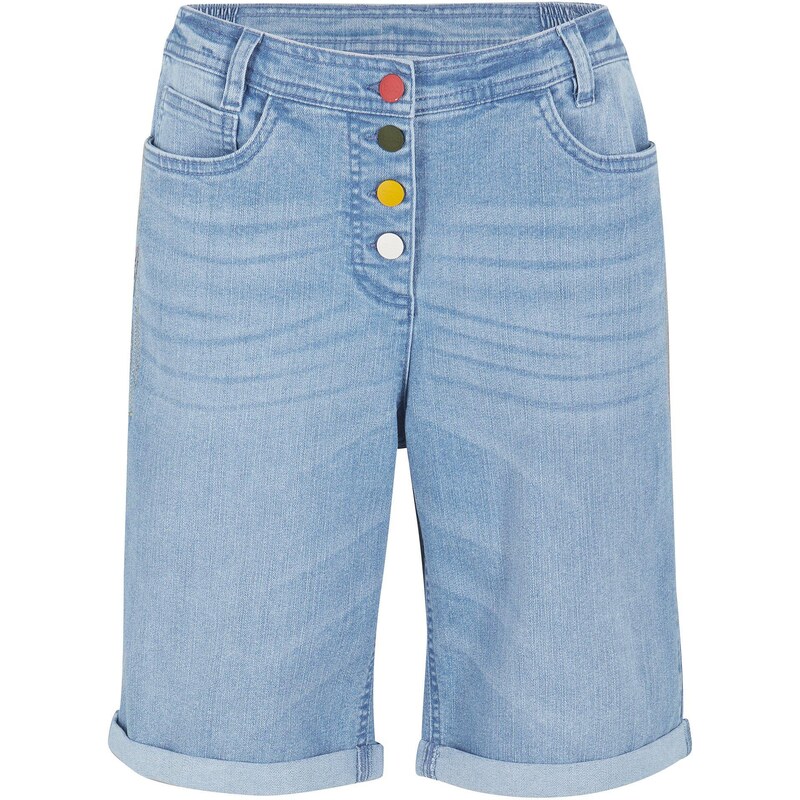 bonprix Komfortné strečové džínsové bermudy s vyšívkou a pohodlným 44896951