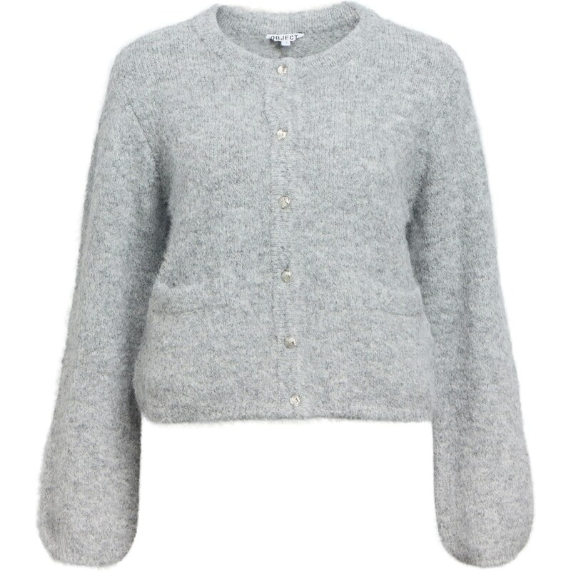 OBJECT Kardigán OBJSAGGIA sivá melírovaná 65661921