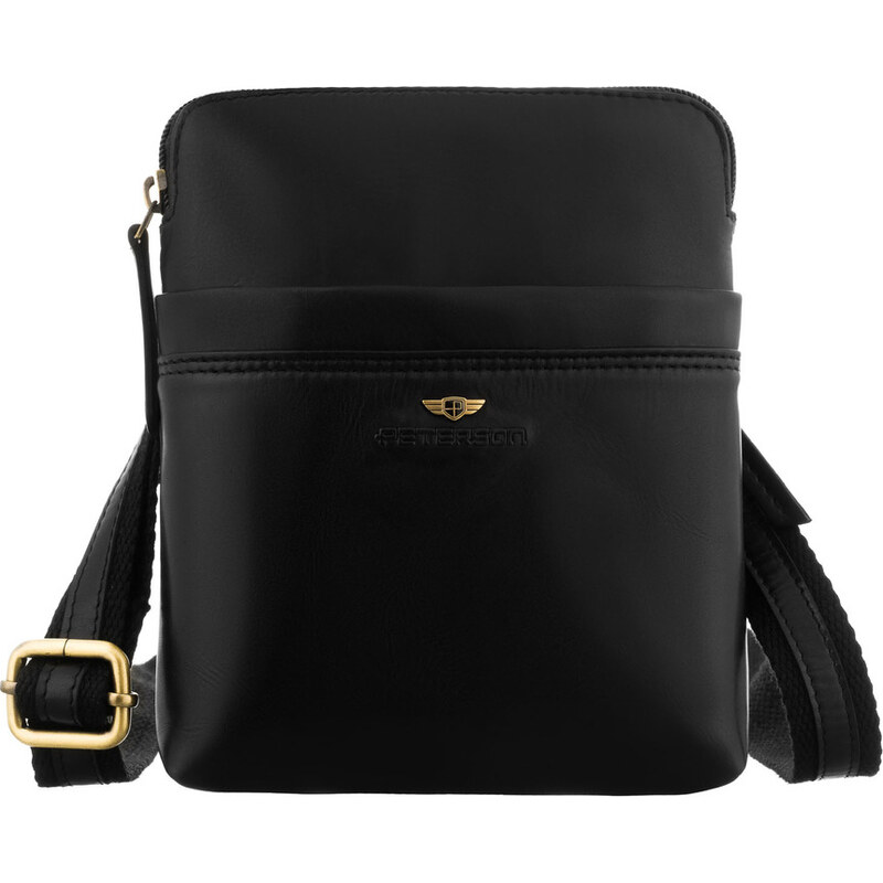 Peterson Čierna pánska kožená taška cez rameno s púzdrom PTN 19004E 65387577