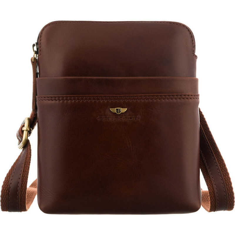 Peterson Hnedá pánska kožená taška cez rameno s púzdrom PTN 19004E-TUM 65387578