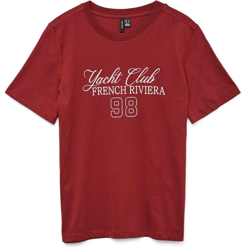 VERO MODA Tričko VMABY PAULINA vínovo červená / biela 65883228