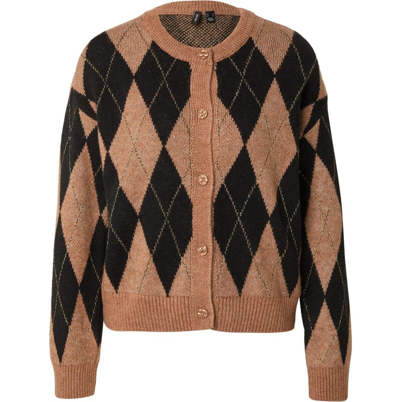 VERO MODA Kardigán VMBILLE svetlohnedá / zlatá / čierna 65707766